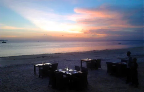 tables on the beach