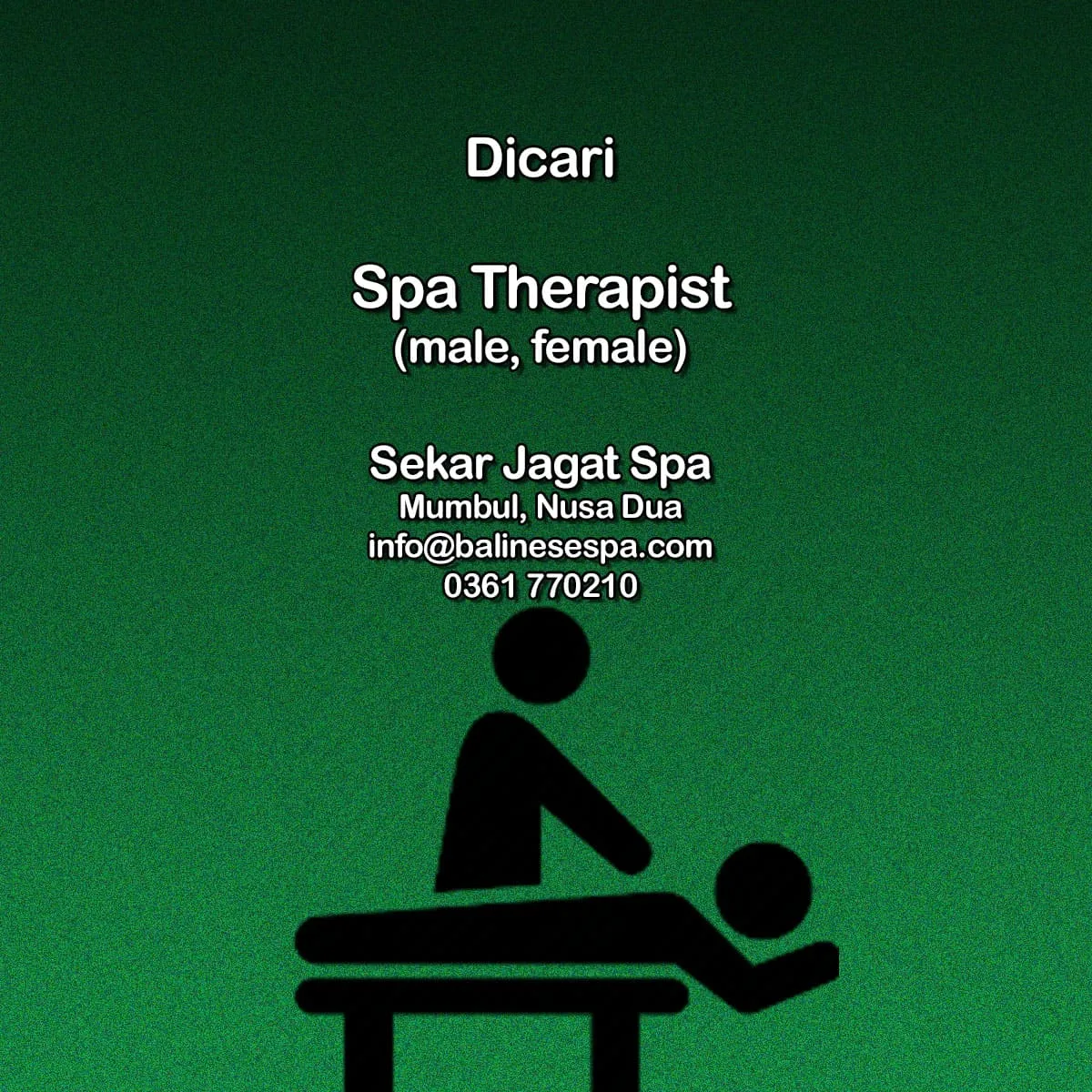 Lowongan Spa Nusa Dua | Terapis/Spa Therapist